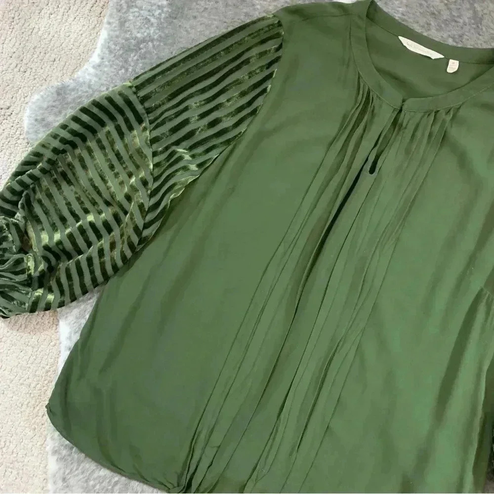 Soft Surroundings Velvet Striped Sleeve Top - Picture 4 of 12